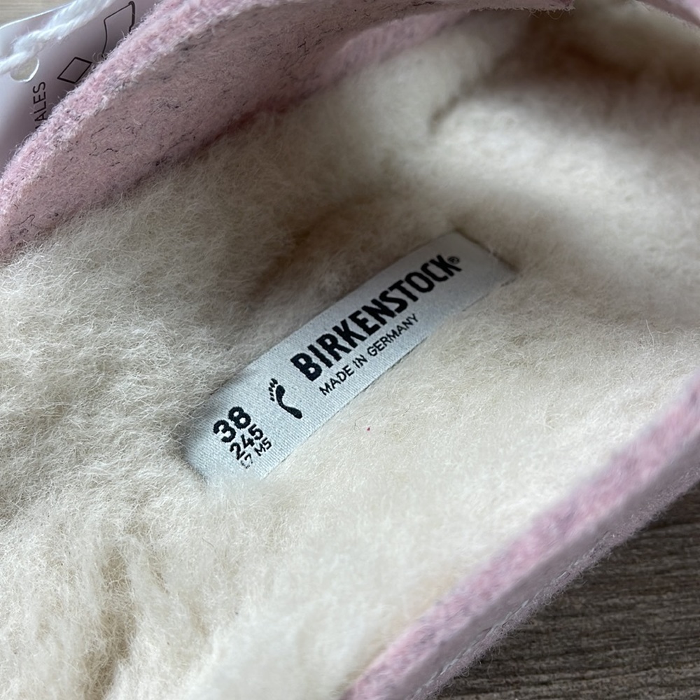 NWT Birkenstock Arizona Rivet Wool Soft Pink Sandals 7-7.5 US / 38 EUR - Picture 4 of 8